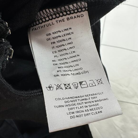 Faithfull the Brand Pants Womens 6 Black Linen Wide Leg Ottavio High Rise Zip Up - Picture 6 of 13